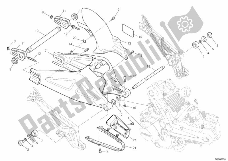 Todas as partes de Braço Oscilante do Ducati Monster 659 Australia 2012